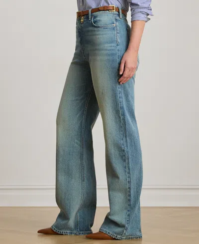 Ralph Lauren Plus Size High-rise Wide-leg Jeans In Blue