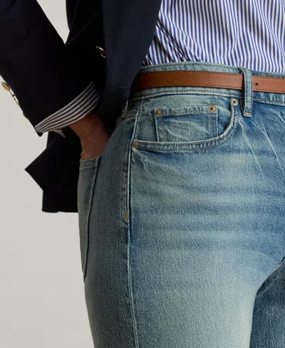 Ralph Lauren Plus Size High-rise Wide-leg Jeans In Blue