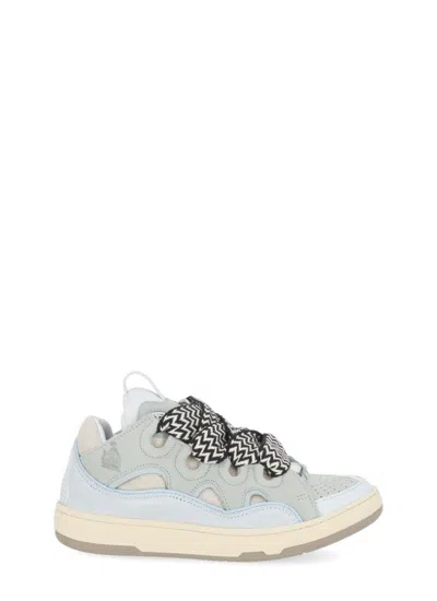 Lanvin Leather Sneakers With Textured Design In White