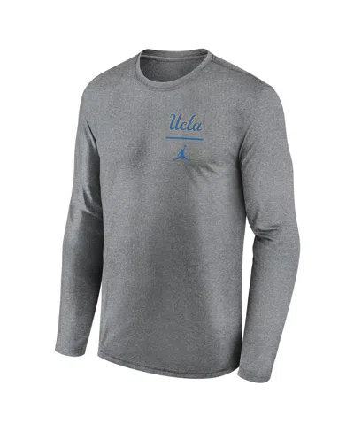Jordan Men's Heather Gray Ucla Bruins Primary Stack Legend Performance Long Sleeve T-shirt In Gray