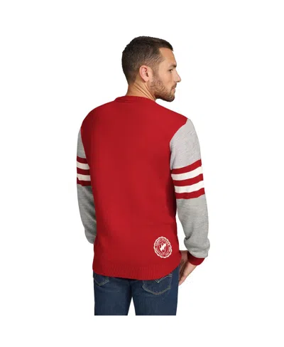 Tommy Hilfiger Men's Scarlet/heather Gray San Francisco 49ers Acrylic Crewneck Pullover Sweatshirt In Multi