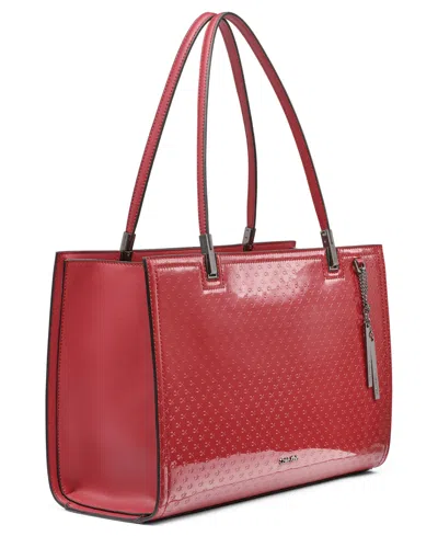 Calvin Klein Women's Verne Signature Embossed Tote Bag With Charm In Red