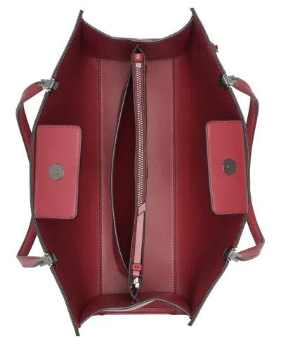 Calvin Klein Women's Verne Signature Embossed Tote Bag With Charm In Red