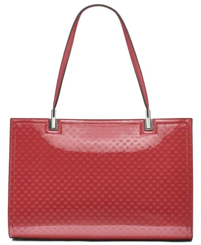 Calvin Klein Women's Verne Signature Embossed Tote Bag With Charm In Red