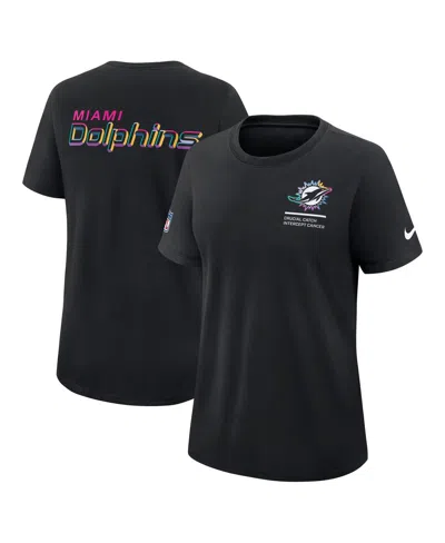 Nike Women's Black Miami Dolphins 2025 Nfl Crucial Catch Tri-blend Dri-fit T-shirt In Black