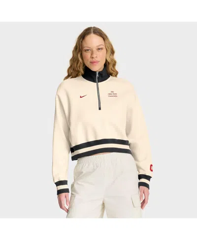 Nike Women's Tan Ohio State Buckeyes Legacy Half-zip Sweatshirt In Brown