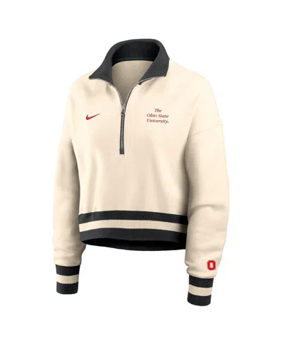 Nike Women's Tan Ohio State Buckeyes Legacy Half-zip Sweatshirt In Brown