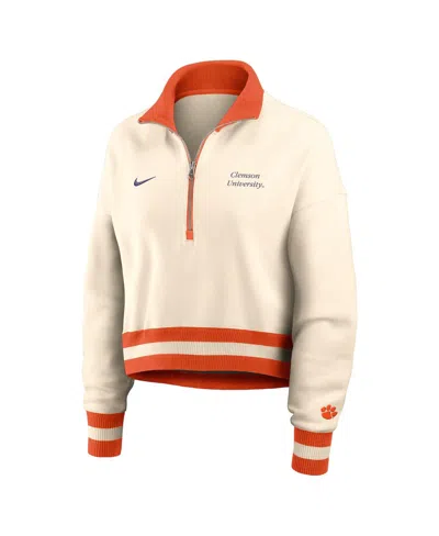 Nike Tan Clemson Tigers Legacy Half-zip Sweatshirt In Neutral