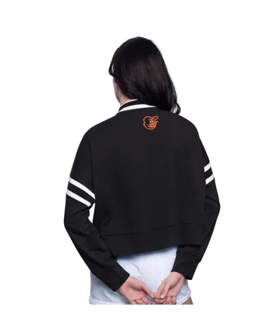 Starter Women's Black Baltimore Orioles Power Play Cropped Pullover Sweatshirt In Black