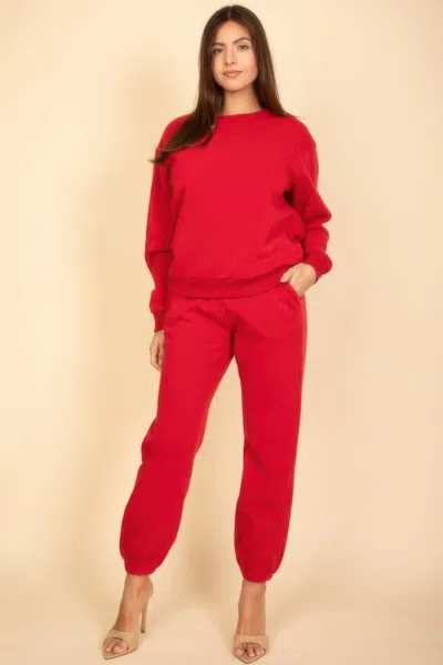 Truedames Poly Fleece Elastic Waist Joggers In Red