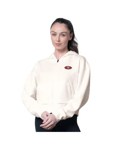 Msx By Michael Strahan Women's Cream San Francisco 49ers Eleanor Full-zip Hoodie In White
