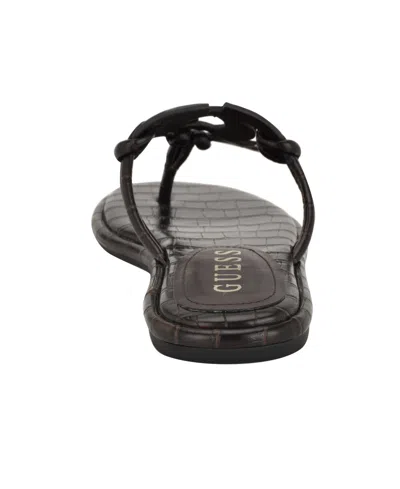Guess Women's Saime Embellished G Cutout Flat Thong Sandals In Brown