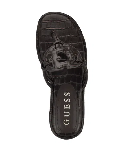 Guess Women's Saime Embellished G Cutout Flat Thong Sandals In Brown