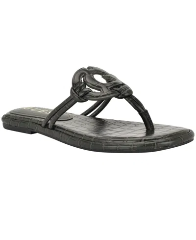 Guess Women's Saime Embellished G Cutout Flat Thong Sandals In Gray