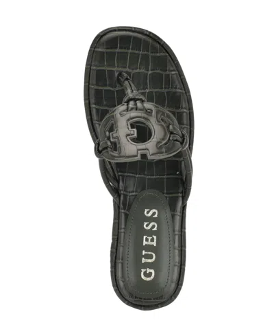 Guess Women's Saime Embellished G Cutout Flat Thong Sandals In Gray
