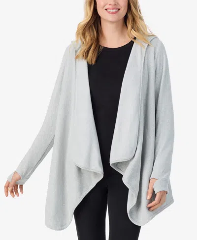Cuddl Duds Plus Size Hooded Wrap In Gray