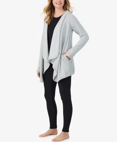 Cuddl Duds Plus Size Hooded Wrap In Gray