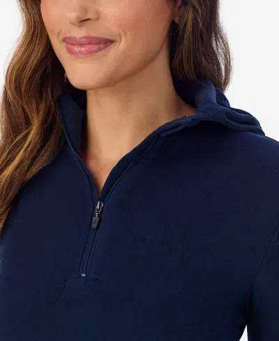 Cuddl Duds Women's Long Sleeve Half-zip Hoodie In Blue