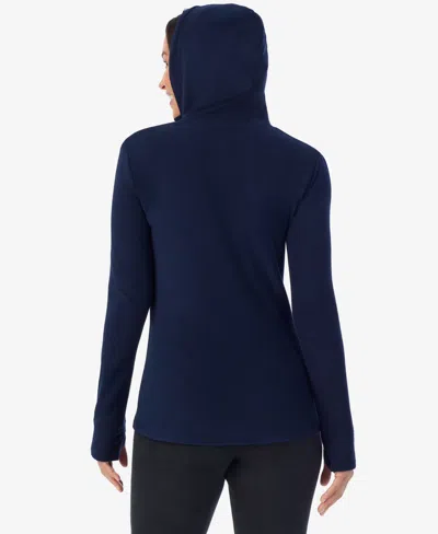 Cuddl Duds Women's Long Sleeve Half-zip Hoodie In Blue