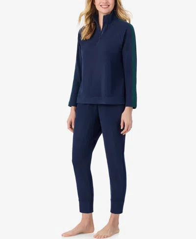 Cuddl Duds X Jennifer Lake Fleecewear With Stretch Half-zip Pullover In Blue