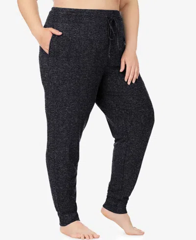 Cuddl Duds Plus Size Soft Knit Jogger Pants In Black