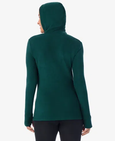 Cuddl Duds Women's Long Sleeve Half-zip Hoodie In Green