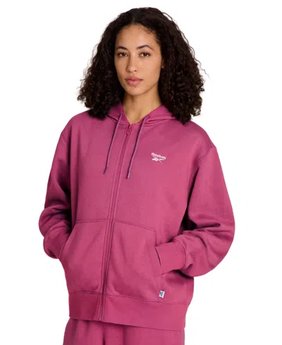 Reebok Women's Small Vector Full Zip Sweatshirt In Pink