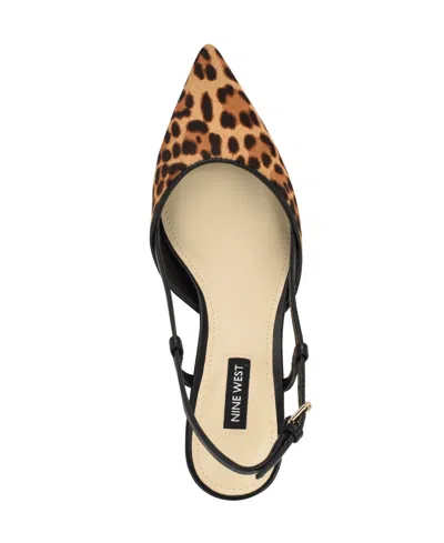 Nine West Women's Rhonda Kitten Heel Slingback Pumps In Animal Print