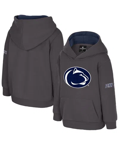 Colosseum Toddler Charcoal Penn State Nittany Lions Big Logo Volume Fleece Pullover Hoodie In Brown
