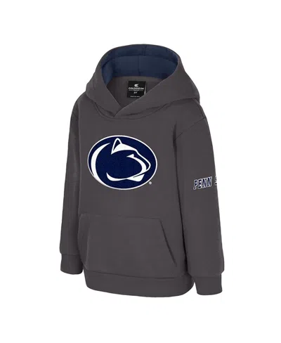 Colosseum Toddler Charcoal Penn State Nittany Lions Big Logo Volume Fleece Pullover Hoodie In Brown