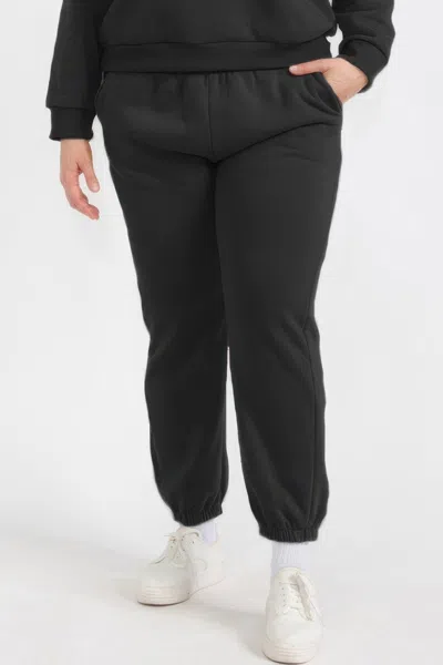 Truedames Plus Size Poly Fleece Elastic Waist Joggers In Transparent