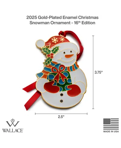 Wallace 2025 Gold-plated Enameled Snowman Ornament, 16th Edition In Multi