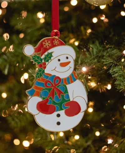 Wallace 2025 Gold-plated Enameled Snowman Ornament, 16th Edition In Multi