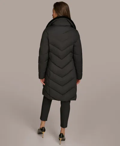 Donna Karan New York Water Resistant Chevron Down Puffer Coat In Black