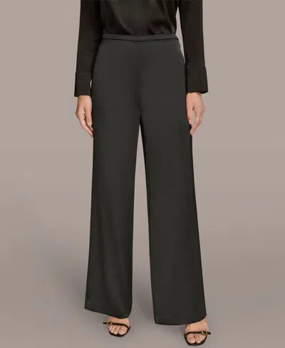 Donna Karan Women's Pleat Wide Leg Pull-on Pants In Black