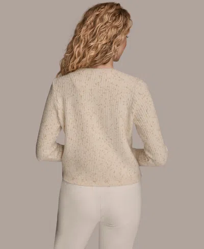 Donna Karan Women's Metallic Cardigan Sweater In Neutral