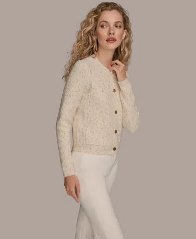 Donna Karan Women's Metallic Cardigan Sweater In Neutral