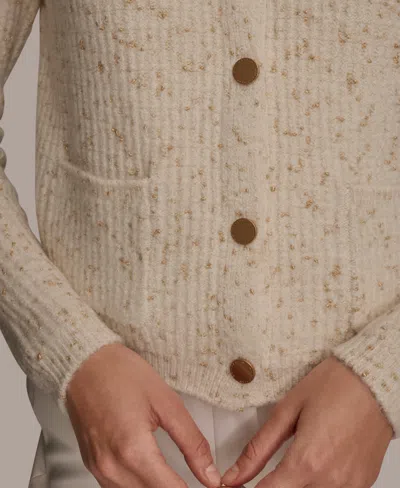 Donna Karan Women's Metallic Cardigan Sweater In Neutral