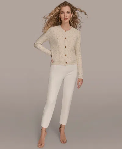 Donna Karan Women's Metallic Cardigan Sweater In Neutral