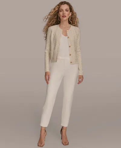 Donna Karan Women's Metallic Cardigan Sweater In Neutral