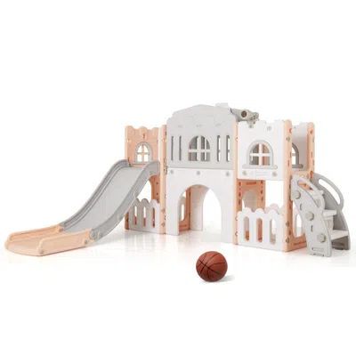 Hivvago All-in-1 Toddle Slide Playset Playground With Tunnel And Ladder And Basketball In Multi