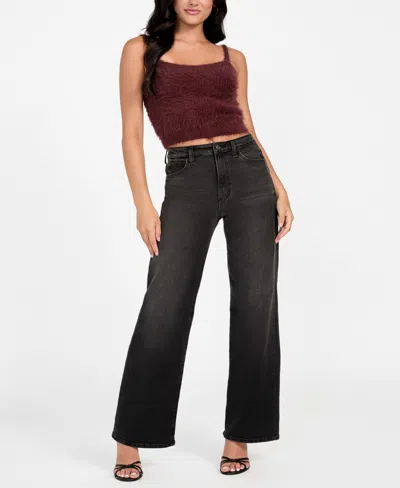 Guess Women's Cropped Bralette Sleeveless Sweater In Burgundy