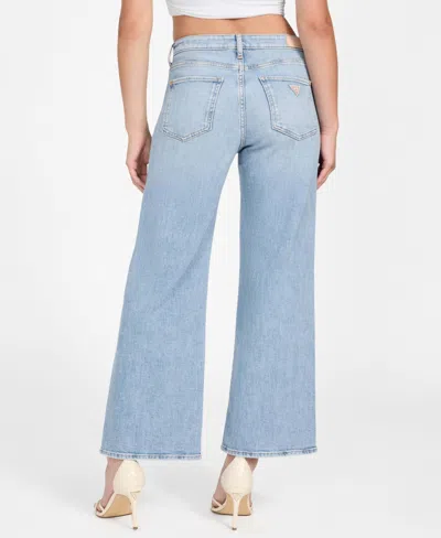 Guess Women's Wide Leg High Rise Pants In Blue