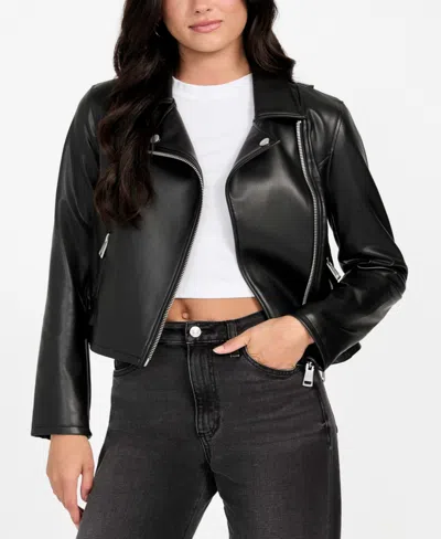 Guess Women's Long Sleeves Moto Jacket In Black
