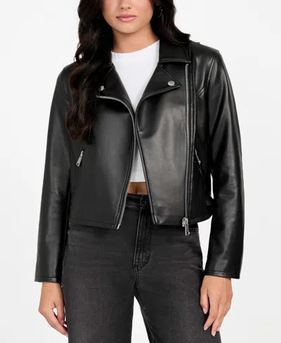 Guess Women's Long Sleeves Moto Jacket In Black