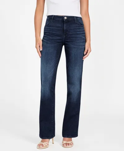 Guess Women's Straight Fit Mid Rise Jeans In Blue