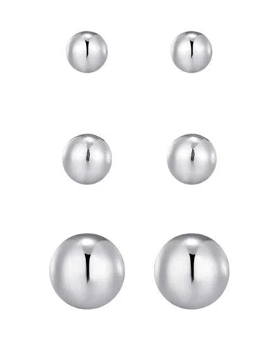 Adornia Tarnish Resistant Silver Set Of 3 Ball Stud Earrings In Silver
