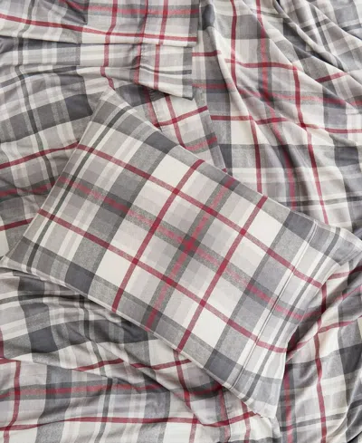 Southshore Fine Linens Highland Plaid Extra Deep Pocket 300- Thread Count 4-pc. Sheet Set, California King In Gray