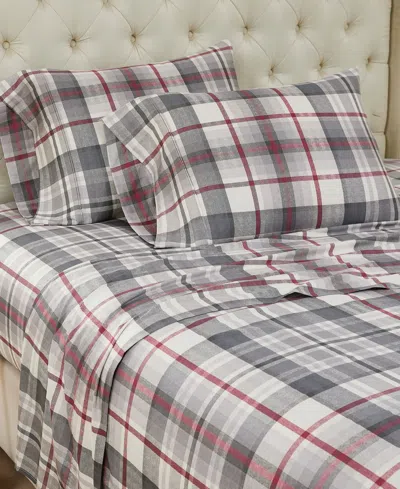 Southshore Fine Linens Highland Plaid Extra Deep Pocket 300- Thread Count 4-pc. Sheet Set, California King In Gray