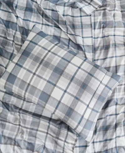 Southshore Fine Linens Highland Plaid Extra Deep Pocket 300- Thread Count 4-pc. Sheet Set, Queen In Blue